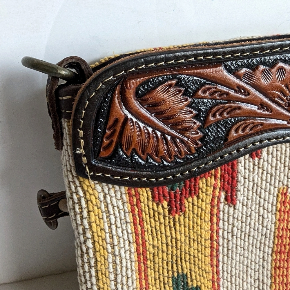 Myra Bag Hand Tooled Clutch Crossbody Shoulder Bag 💜 Rancher Aztec Western - Picture 10 of 16